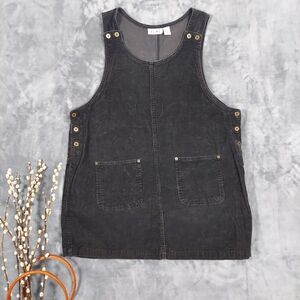 Black Corduroy Pinafore Mini Dress By JLNY, Sz 2X